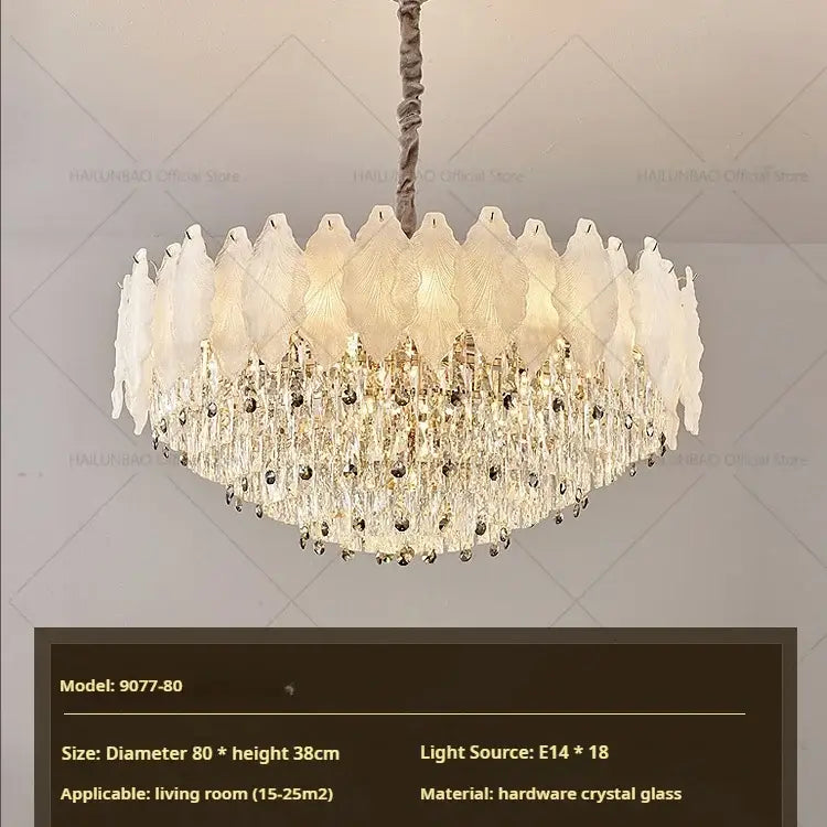 White feather crystal chandelier for living room