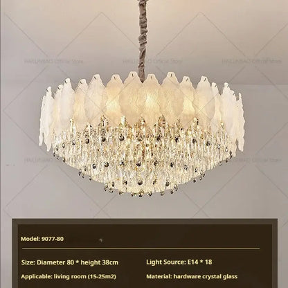 White feather crystal chandelier for living room