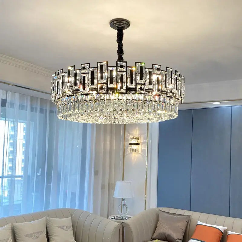 Modern black crystal chandelier for living room