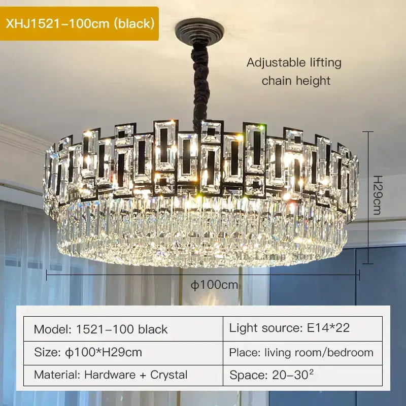 Modern black crystal chandelier for living room