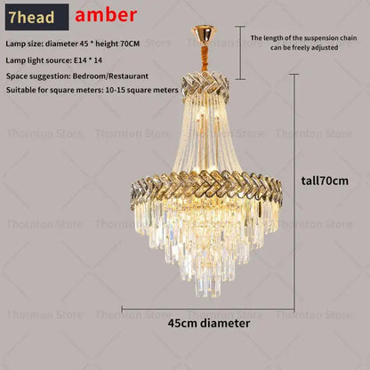 Modern gold luxury crystal chandelier living room light
