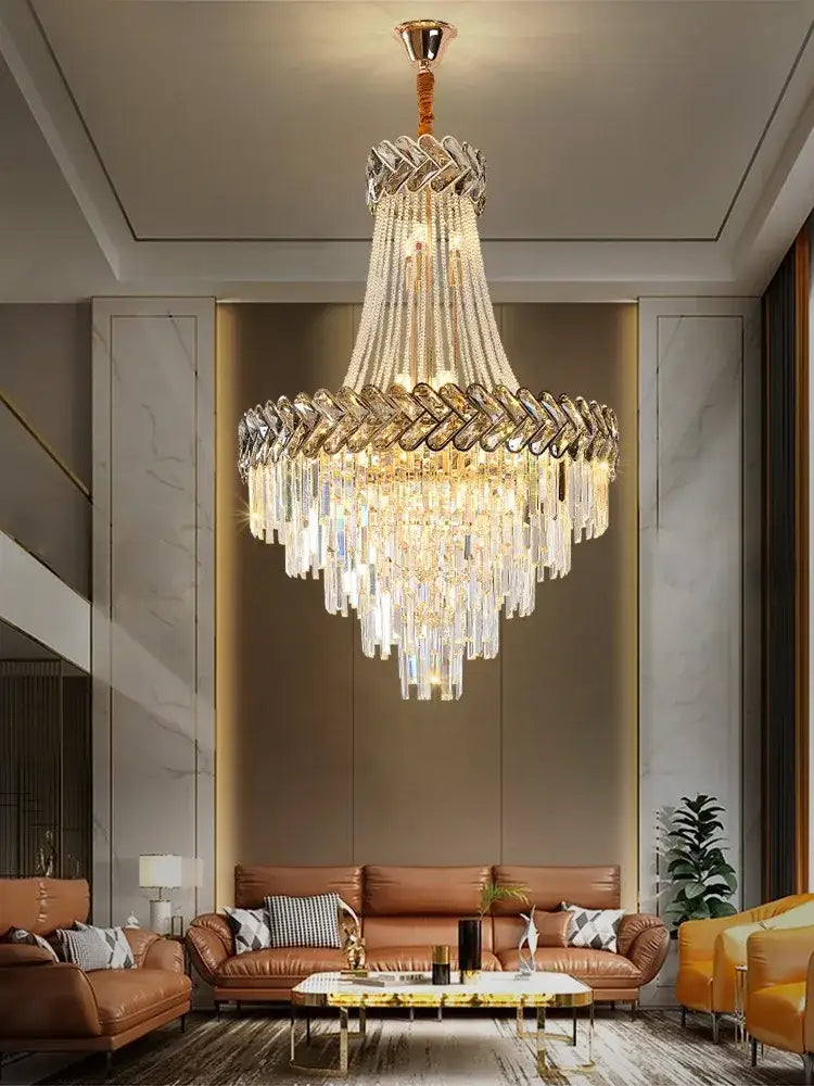 Modern gold luxury crystal chandelier living room light
