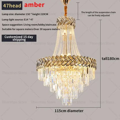 Modern gold luxury crystal chandelier living room light
