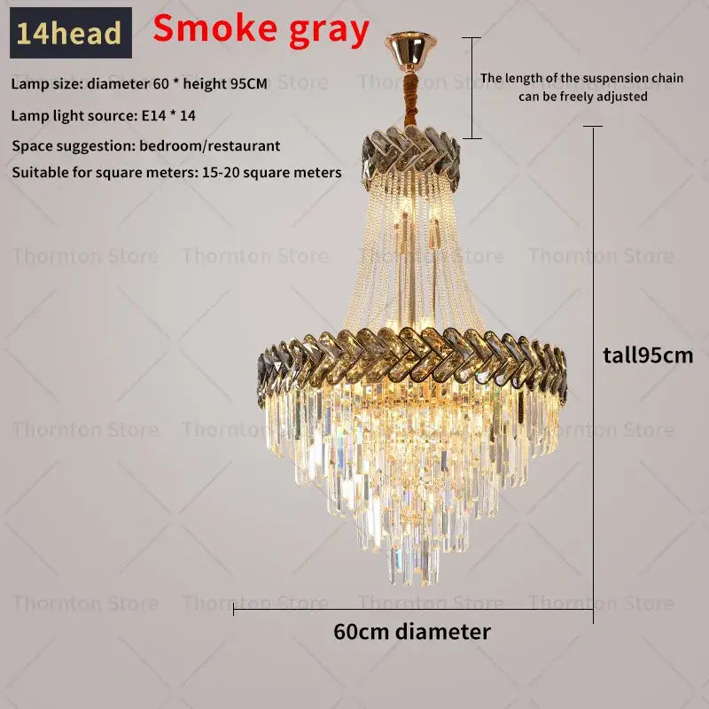 Modern gold luxury crystal chandelier living room light