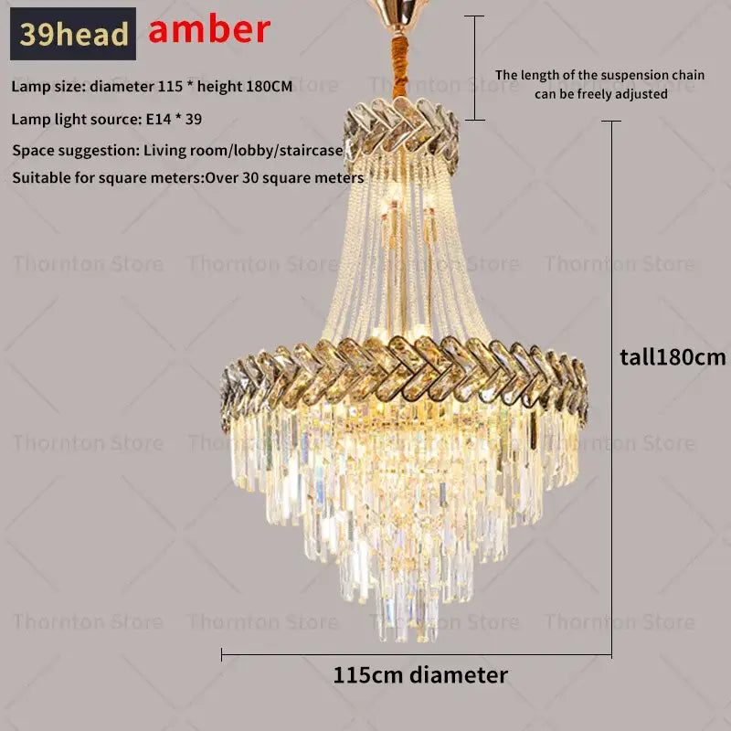 Modern gold luxury crystal chandelier living room light