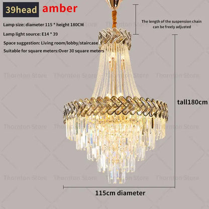 Modern gold luxury crystal chandelier living room light