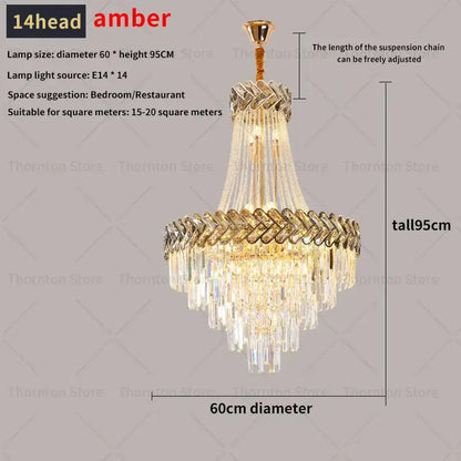Modern gold luxury crystal chandelier living room light
