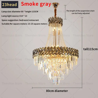Modern gold luxury crystal chandelier living room light