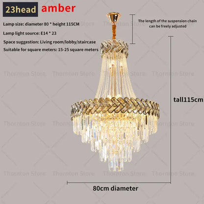 Modern gold luxury crystal chandelier living room light