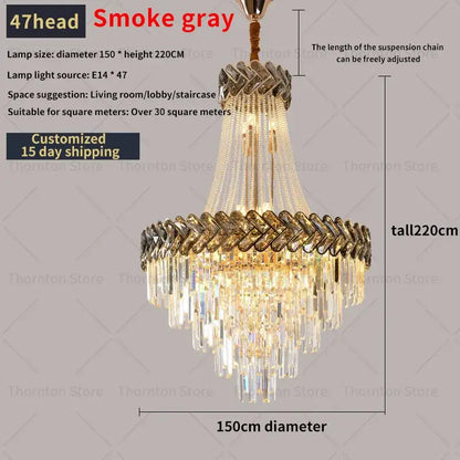 Modern gold luxury crystal chandelier living room light