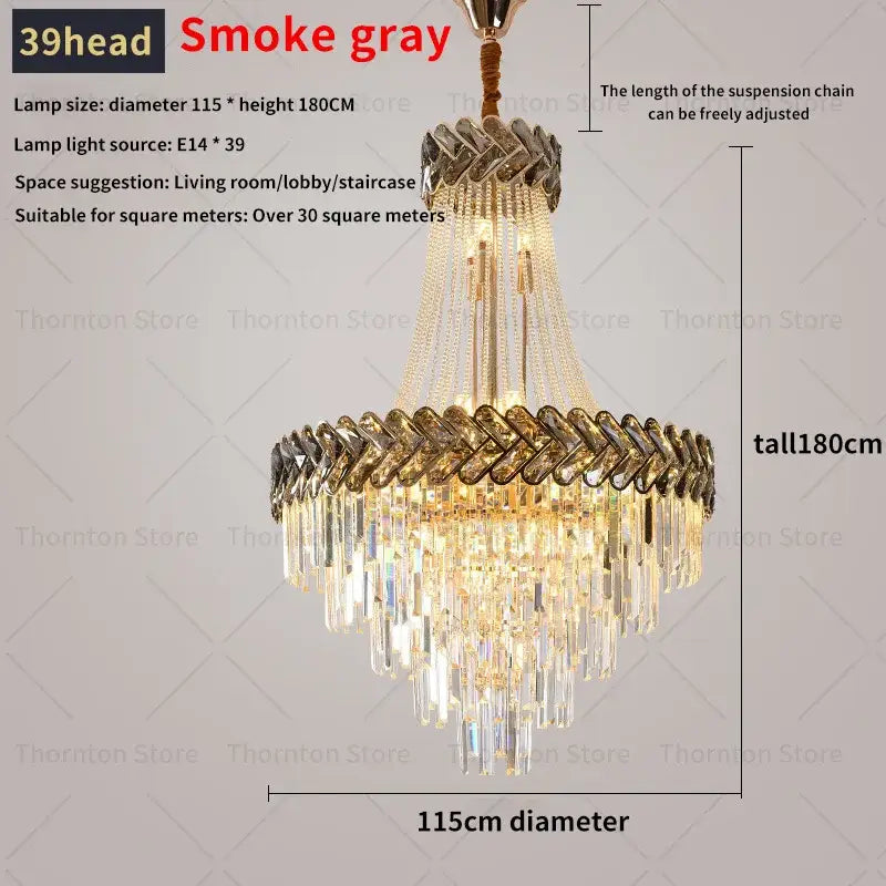 Modern gold luxury crystal chandelier living room light