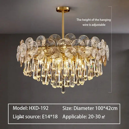 Modern gold petal crystal chandelier dining room pendant light