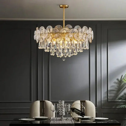 Modern gold petal crystal chandelier dining room pendant light