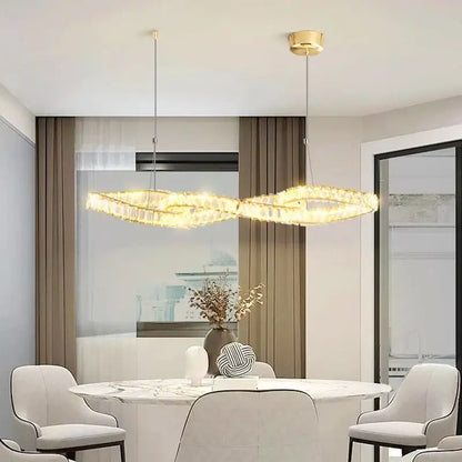 Modern golden infinity crystal chandelier dining room pendant light