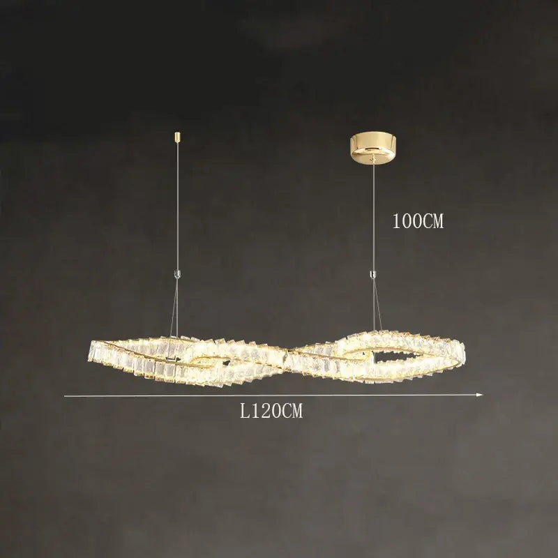Modern golden infinity crystal chandelier dining room pendant light