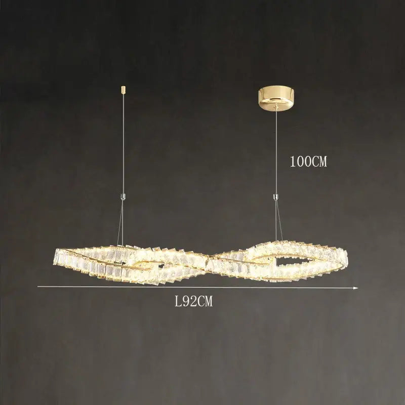 Modern golden infinity crystal chandelier dining room pendant light
