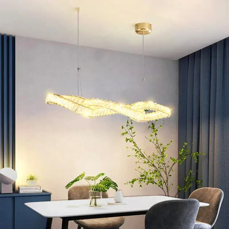 Modern golden infinity crystal chandelier dining room pendant light