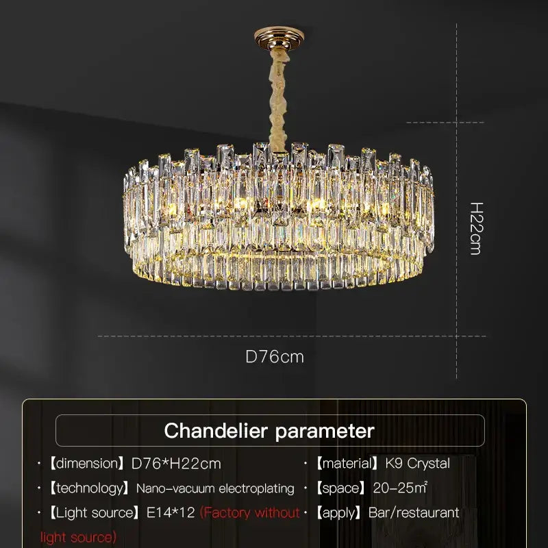 Modern gold crystal chandelier for living room