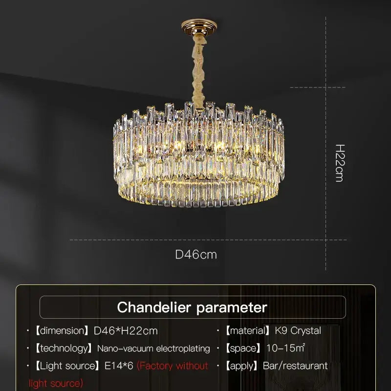 Modern gold crystal chandelier for living room