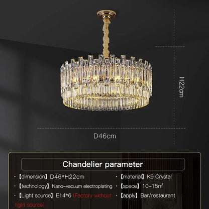 Modern gold crystal chandelier for living room