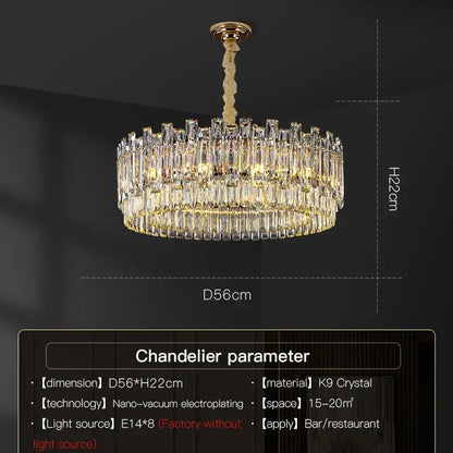 Modern gold crystal chandelier for living room