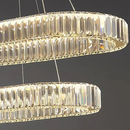 Modern gold double ring crystal chandelier for dining room