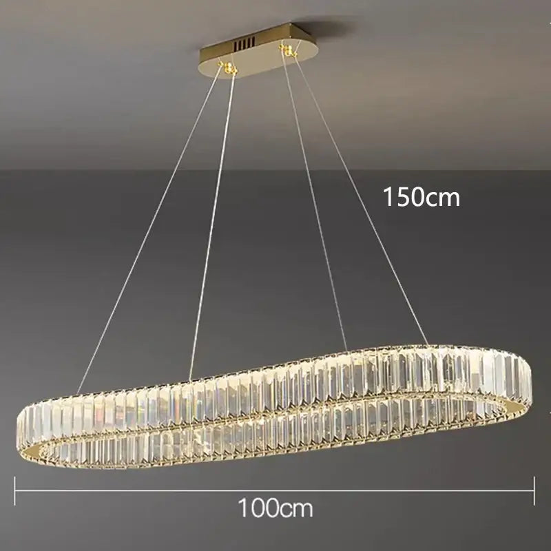 Modern gold double ring crystal chandelier for dining room