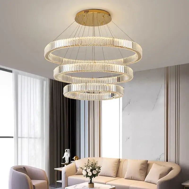 Modern gold crystal chandelier dining room pendant light
