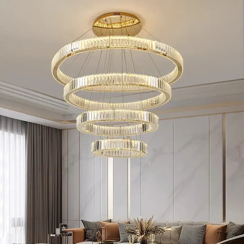 Modern gold crystal chandelier dining room pendant light