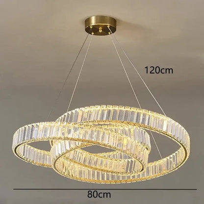 Modern gold double ring crystal chandelier dining room