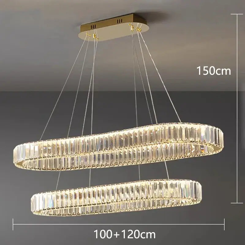 Modern gold crystal chandelier dining room pendant light
