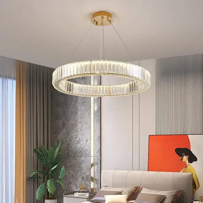 Modern gold crystal chandelier dining room pendant light