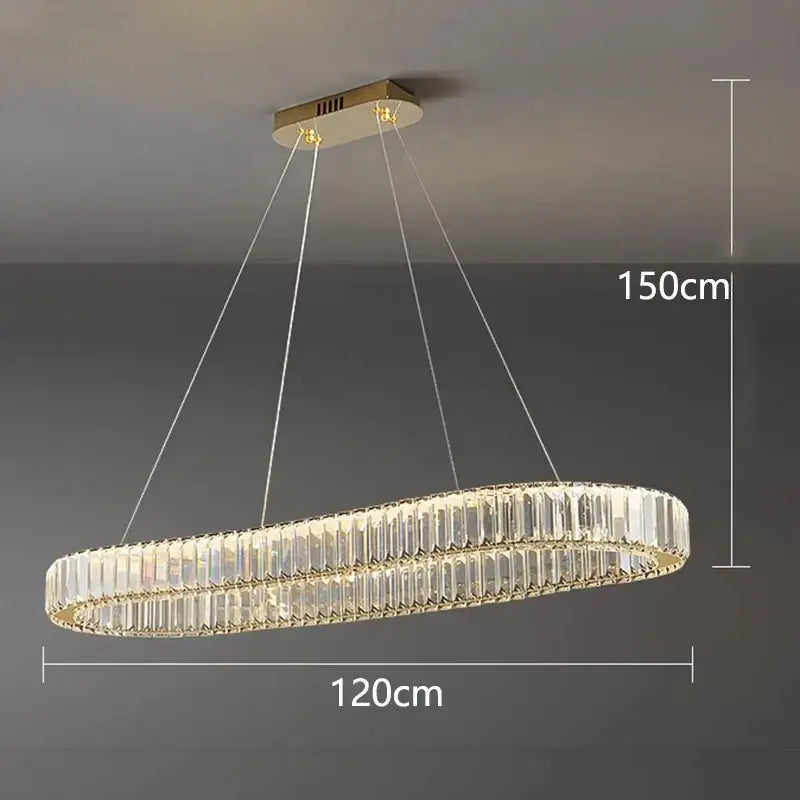 Modern gold crystal chandelier dining room pendant light
