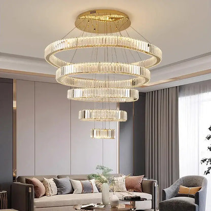 Modern gold crystal chandelier dining room pendant light