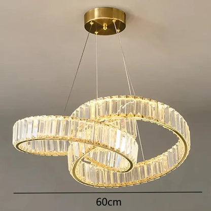 Modern gold double ring crystal chandelier dining room