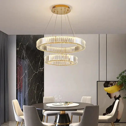 Modern gold crystal chandelier dining room pendant light