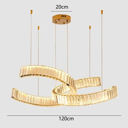 Modern golden spiral crystal chandelier dining room pendant light