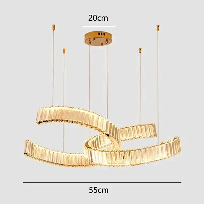 Modern golden spiral crystal chandelier dining room pendant light