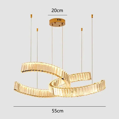 Modern golden spiral crystal chandelier dining room pendant light