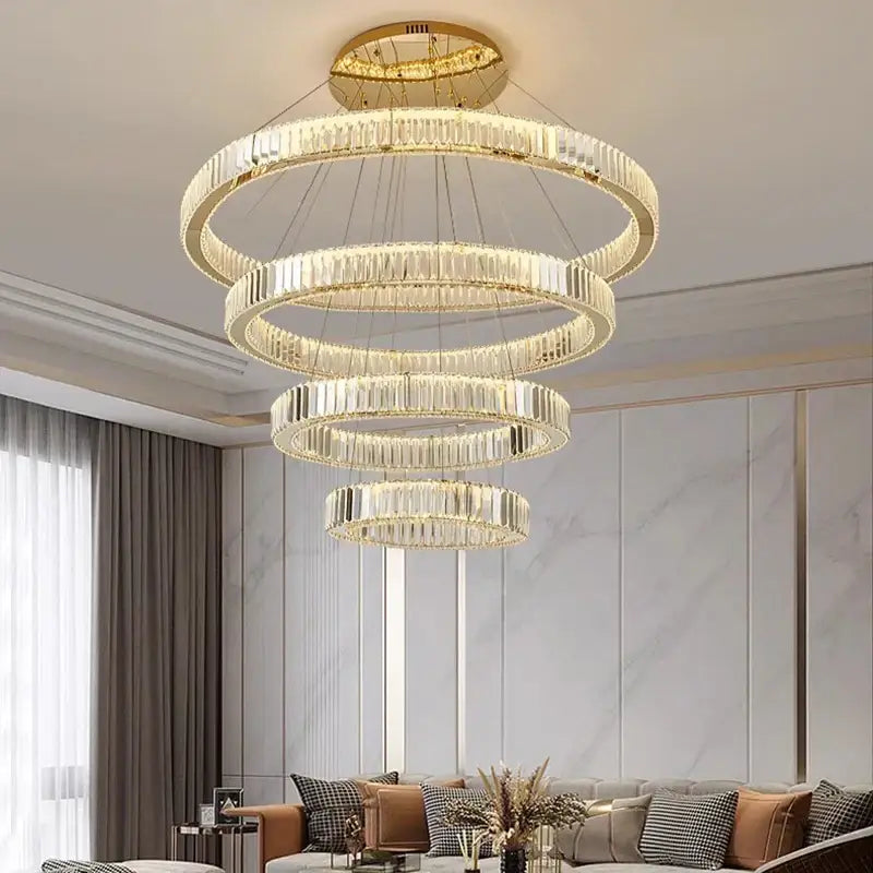 Modern gold crystal chandelier dining room pendant light