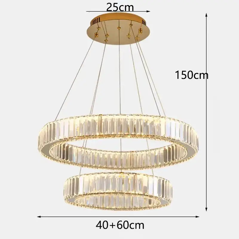Modern gold crystal chandelier dining room pendant light