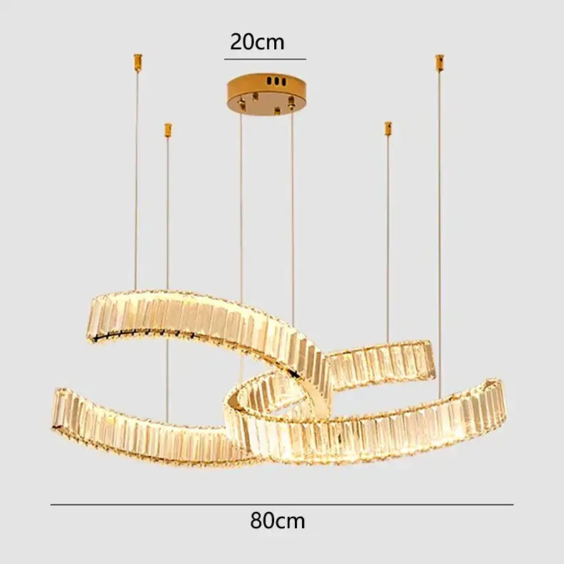 Modern golden spiral crystal chandelier dining room pendant light