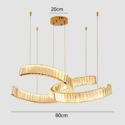 Modern golden spiral crystal chandelier dining room pendant light