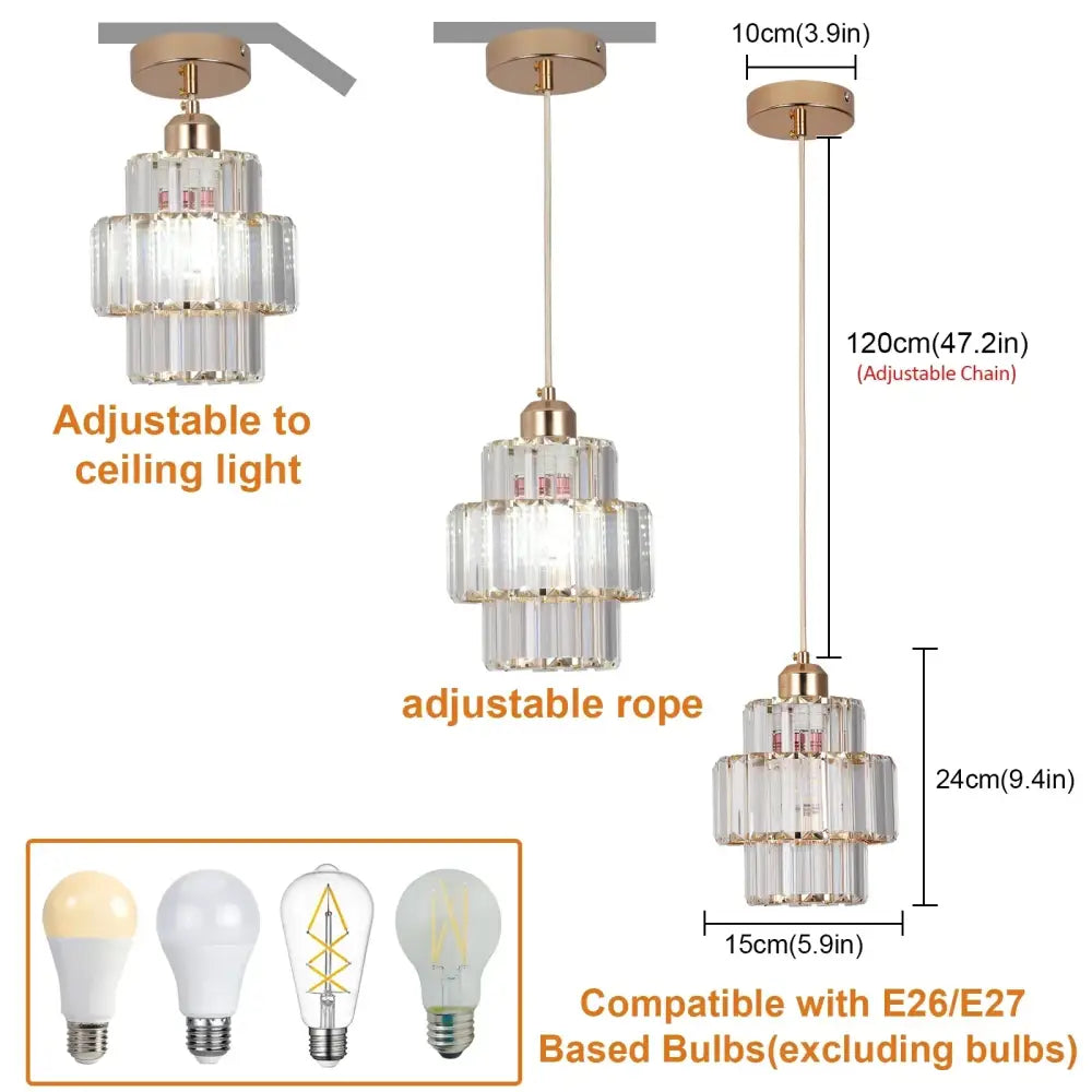 Modern gold crystal chandelier living room pendant light