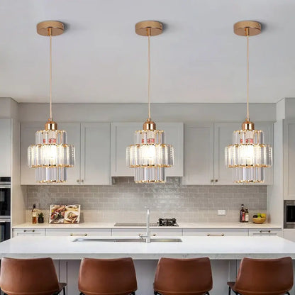 Modern gold crystal chandelier living room pendant light