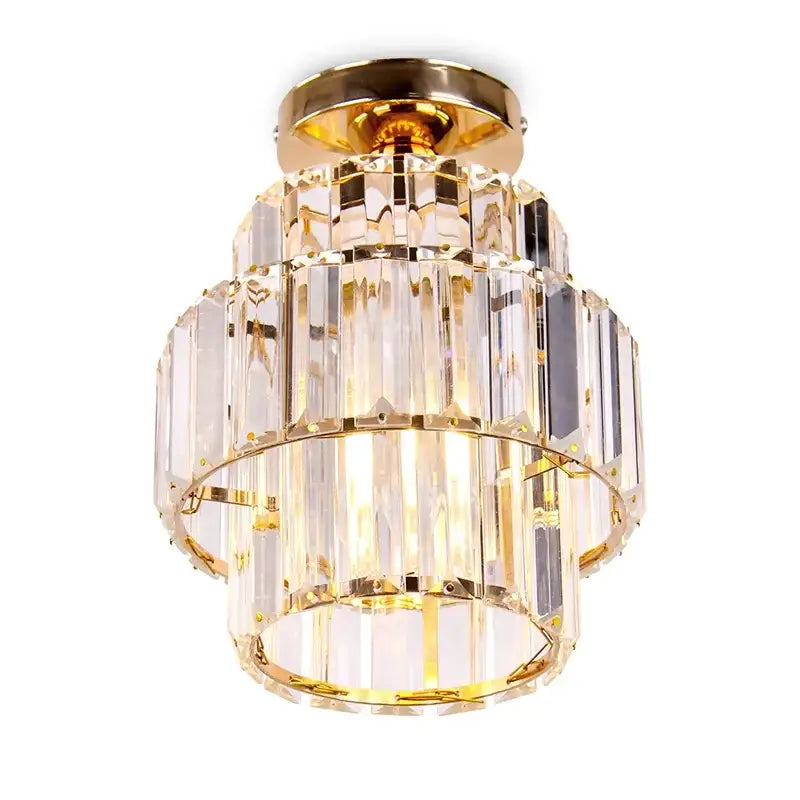 Modern gold crystal chandelier living room pendant light