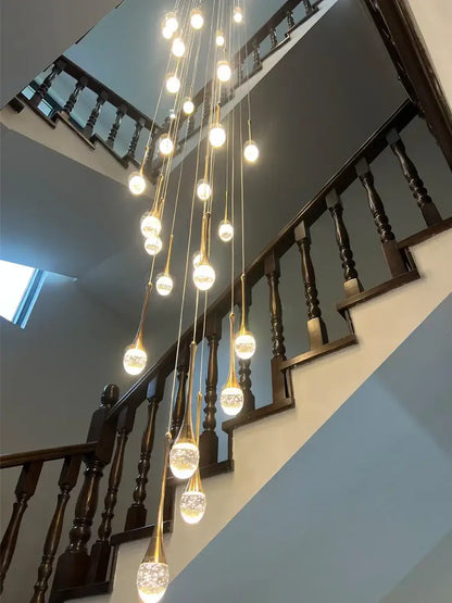 Modern gold crystal chandelier for living room staircase