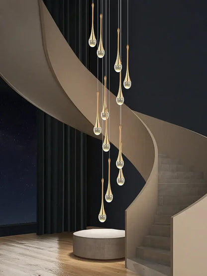 Modern gold crystal chandelier for living room staircase