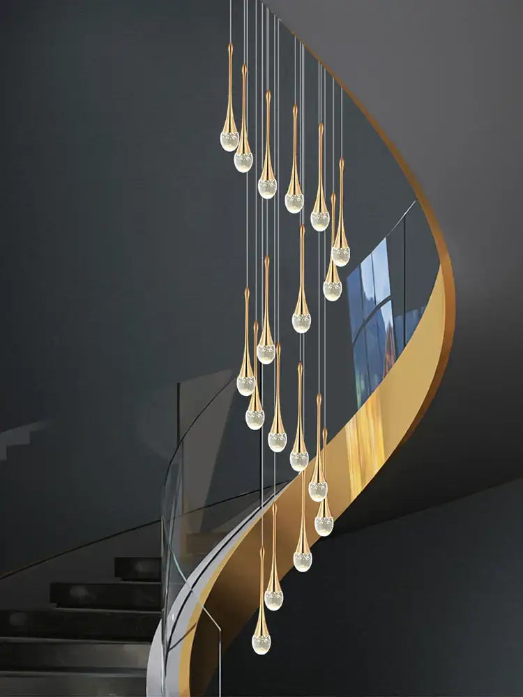 Modern gold crystal chandelier for living room staircase