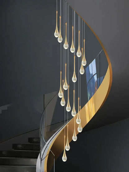 Modern gold crystal chandelier for living room staircase
